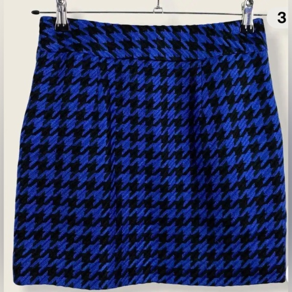 The Limited Y2K Houndstooth Blue/Black Classic Mini Skirt Sz 6 Minimalist